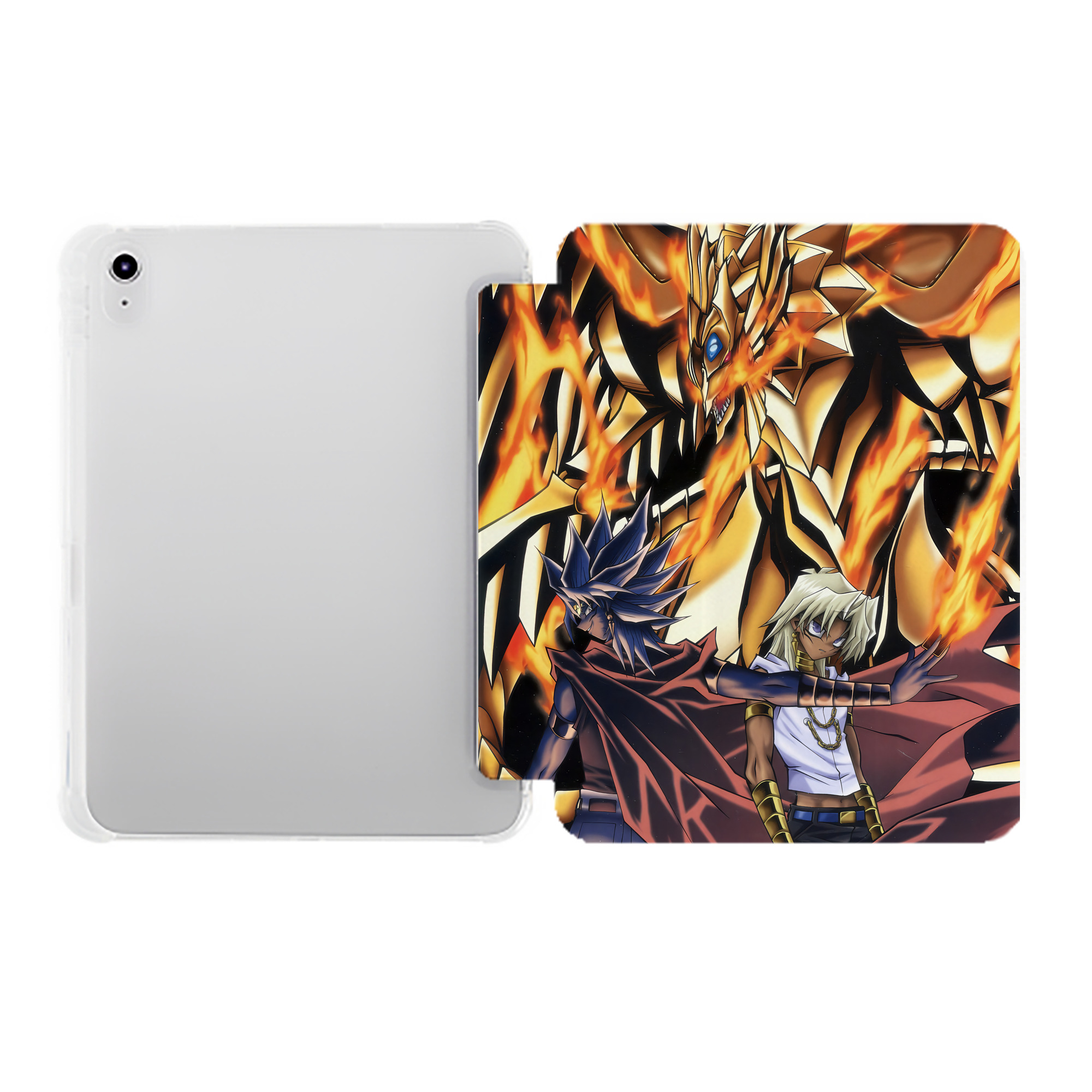 （画像用） 遊☆戯☆王 Yu-Gi-Oh! IPad ケース ペン収納付き 三つ折りスタンド PUレザー×シリコン 対応機種9.5/10.5/10.9インチ